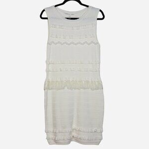 NWT Endless Rose White Sleeveless Bodycon Fringe Pom Pom Dress